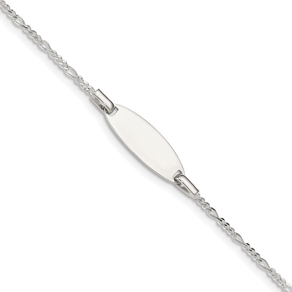 Kazi Luxury Sterling Silver 5in Plus 1in Ext ID Figaro Link Bracelet